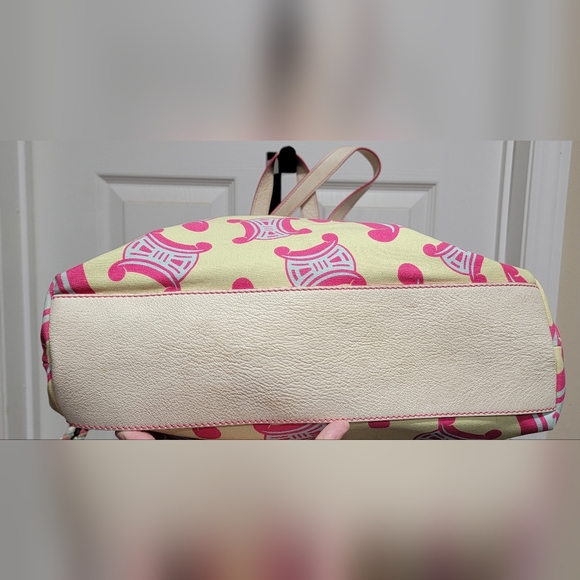 Celine Pink & Yellow Canvas Shoulder Tote Bag Authentic - Picture 9 of 16
